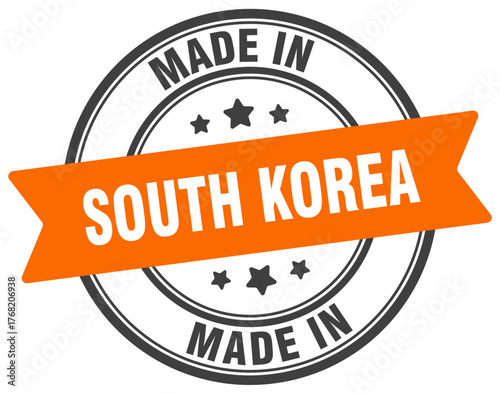 Made in South Korea round sign. Made in South Korea stamp.