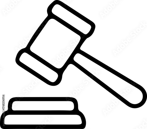 court gavel line icon law vector illustration symbol