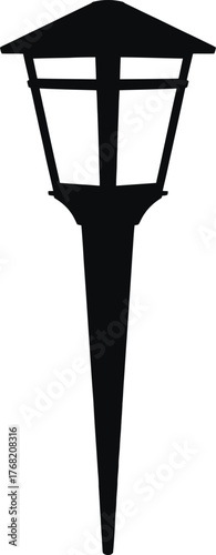 Silhouette of a Classic Street Lamp illuminating on Transparent Background Vector