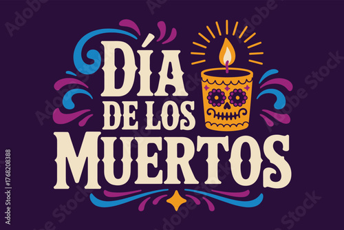 Día de los Muertos Candle Celebration Mexican Tradition Poster Design