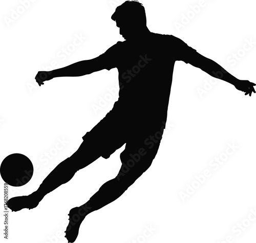 Silhouette of Soccer Player Kicking Ball Action Sports Illustration Vector Graphic Design