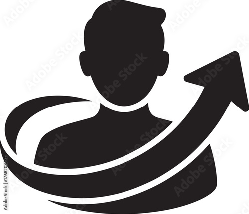 Career Development Growth Person Progress Silhouette with Arrow Trajectory Success Icon