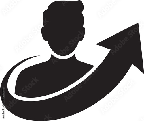 Arrow Circle Person Silhouette Directional Progress Forward Momentum Success Concept