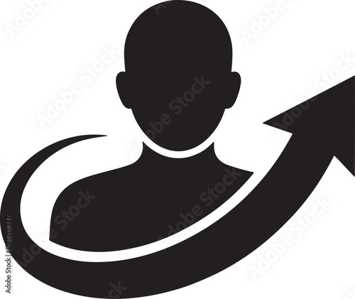 Person Silhouette Success Arrow Trajectory Upward Momentum Growth Achievement Icon