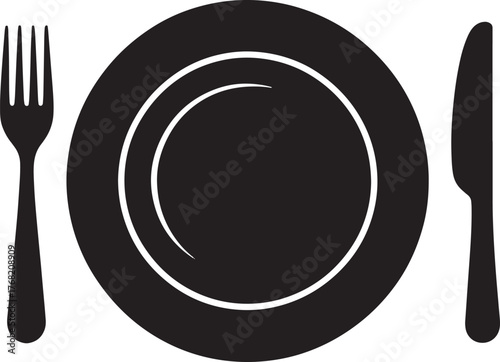 Dinner Plate Setting Cutlery Fork Knife Icon Restaurant Food Service Tableware