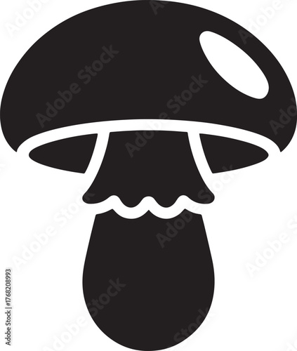 Mushroom Silhouette Isolated on Transparent Backdrop, Depicting Rounded Cap and Stem