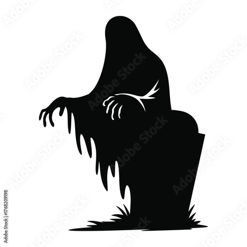 Ghost coming out of grave Silhouette, Vector, Illustration