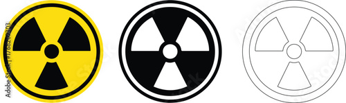 Radiation vector icon isolated on white background — nuclear hazard warning symbol for safety, danger, and radioactive contamination alert