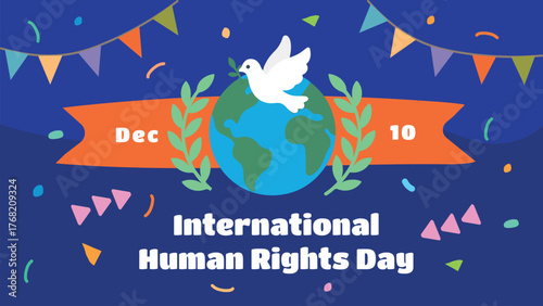 Human Rights Day banner graphic for December 10, promoting global peace, dignity, and universal equality