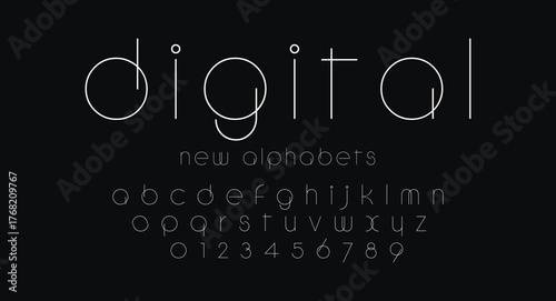 Digital Minimal font creative modern alphabet. Typography with dot regular and number. minimalist style fonts set. vector illustration
