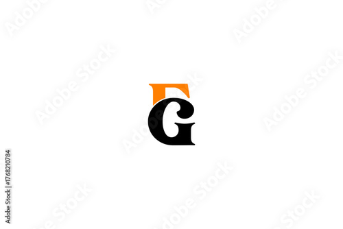 FG logo in bold black and orange serif font, layered minimalist design perfect for branding and merch