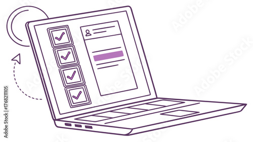 Laptop checklist task management productivity digital workflow organization efficiency technology device screen