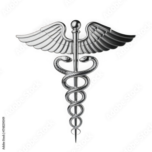  caduceus medical symbol isolated on white background PNG.GENERATIVE AI.
