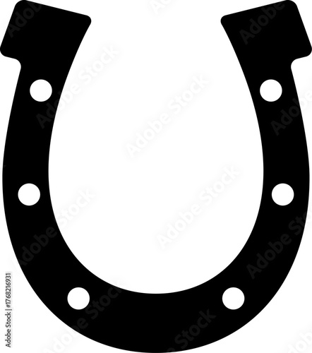 Black horseshoe with white dots symbolizes luck and good fortune perfect for equestrian themes st patrick's day or westernthemed designs and crafts