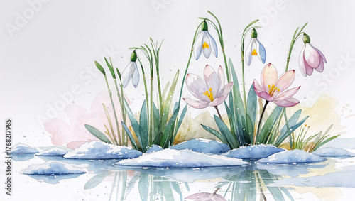 First Blossoms in Snow