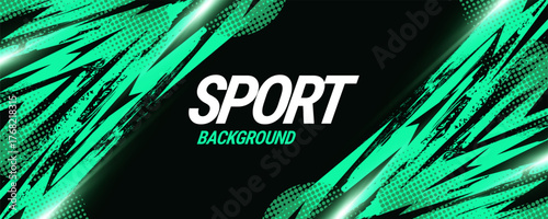 Abstract Grunge Design with Black and Green Brush Texture with Light Effect and Halftone Style. Poster or Banner Template Design for Sports Events
