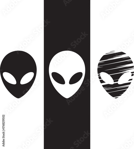 Extraterrestrial Alien Head Graphics Minimalist Sci-Fi Symbol