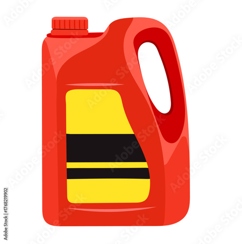 Red Motor Oil Container Illustration Isolated on White Background