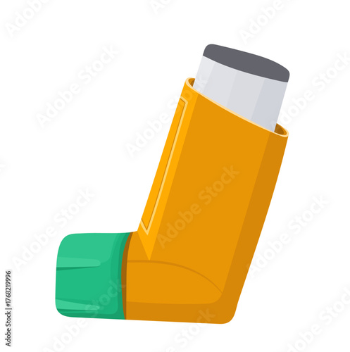 Yellow Asthma Inhaler Illustration Isolated on White Background
