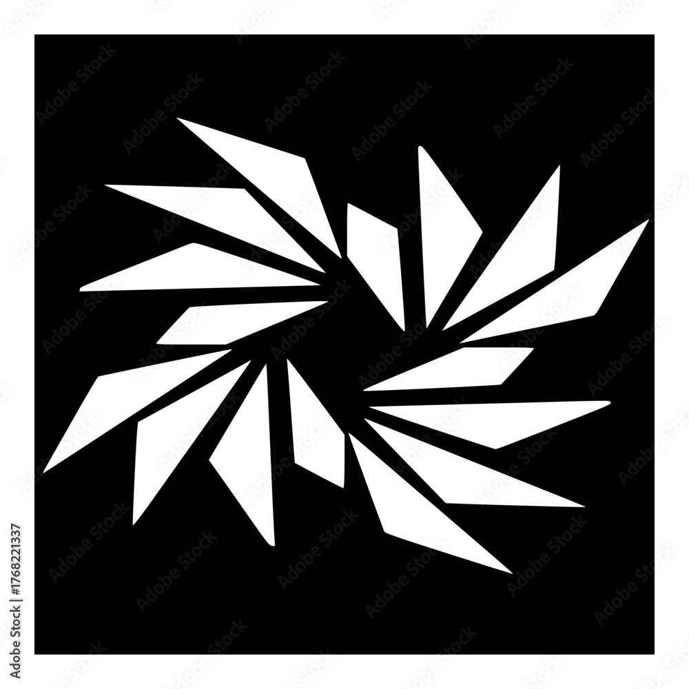 Obraz premium Minimalist abstract geometric design with sharp white shapes on a black background, vector illustration art graphic design, vector