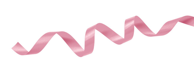 Pink rose gold ribbon satin bow curly scroll png set isolated on transparent background for Valentine day, birthday and wedding anniversary card confetti design decoration