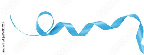 Fotografía Light blue satin ribbon png isolated on transparent background, bow color curly