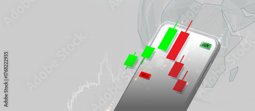 Mobile trade exchange smartphone platform. Online trading. Stock exchange data graph. Finance investment. Vector illustration