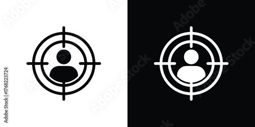Crosshair Aim on Person Icon Targeting Black & White Transparent
