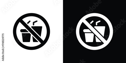 No Drink Symbol Icon. Disposable Cup ban Illustration. Prohibited beverage