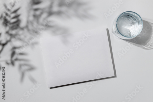 Summer wedding stationery mock-up scene. Blank greeting card.