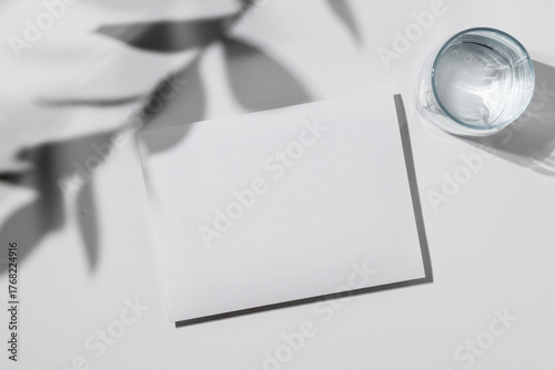Summer wedding stationery mock-up scene. Blank greeting card.