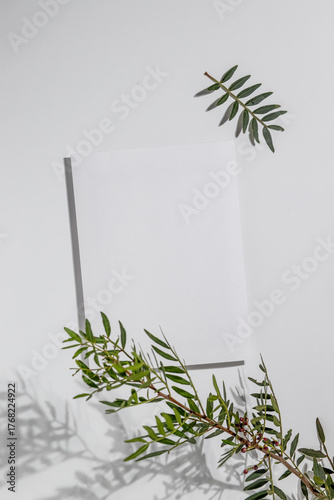 Summer wedding stationery mock-up scene. Blank greeting card.