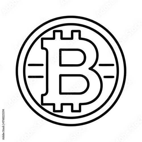 Minimalist bitcoin b symbol outline icon