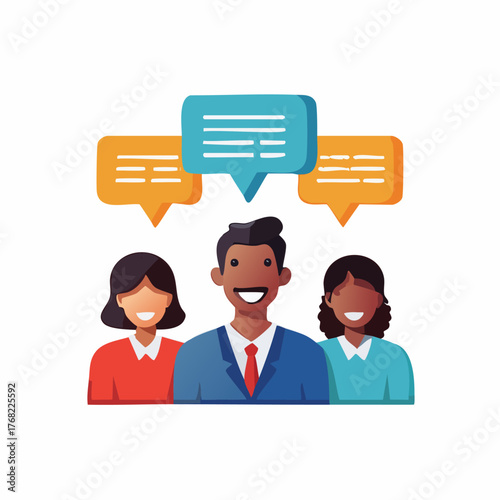 Team of people discussing ideas and sharing thoughts.