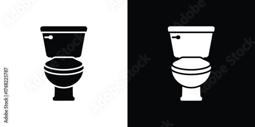 Toilet with Lid and Tank on Transparent Background