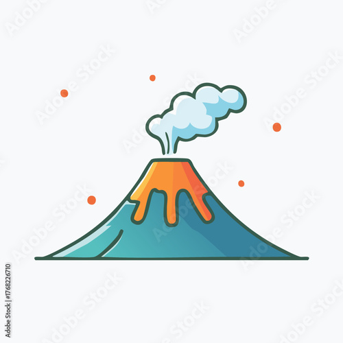 Volcano Erupting with Smoke and Surrounding Orange Dots.