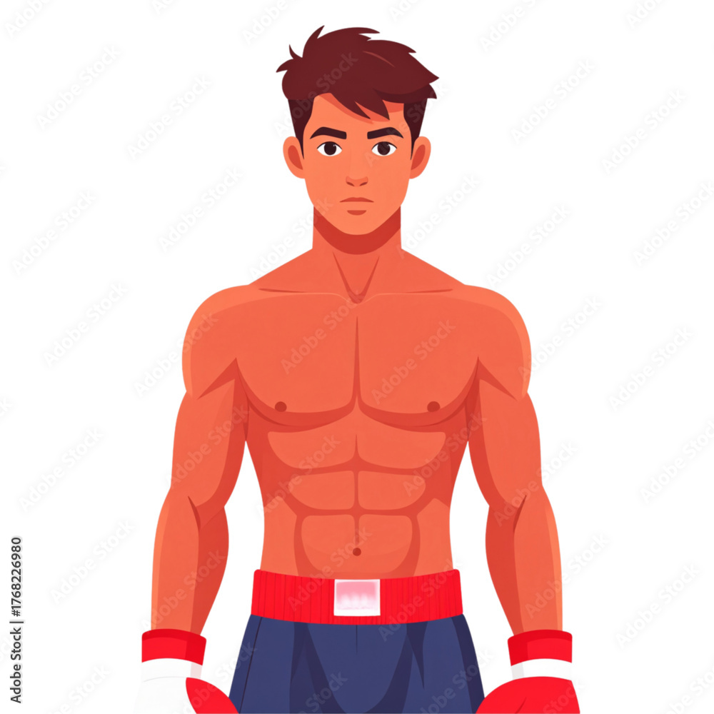 Fototapeta premium Flat design illustration of a male boxer in fighting stance