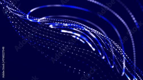 Sci-fi background. Digital wave with many particles. Big data visualization. Template for festive presentation. 3d