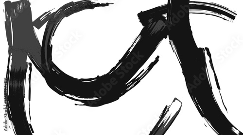 Abstract calligraphy stroke, painted with black ink brush