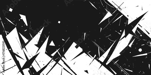 Abstract broken glass effect on with sharp edges and splinters