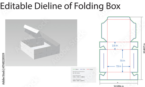 White folding box template diagram dieline packaging