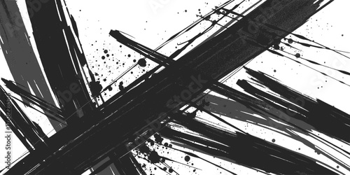 Abstract black ink brush stroke background design element