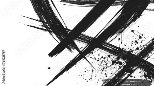 Black ink strokes creating an abstract design