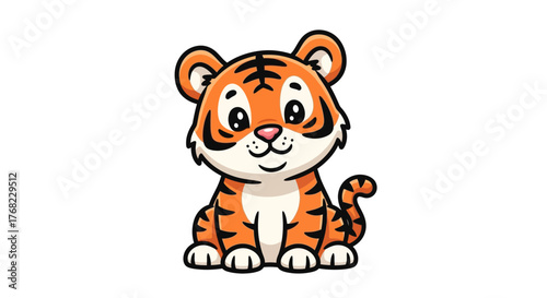 Adorable tiger cub illustration, perfect for children's designs or educational materials