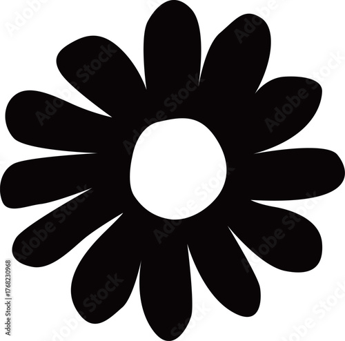花のシルエット白黒ベクターイラスト   たくさんの花びら