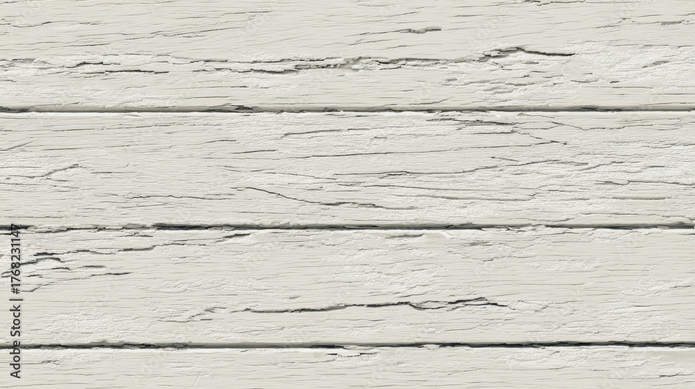 Obraz premium Close up of weathered distressed and peeling white painted wooden planks with horizontal lines and textured surface