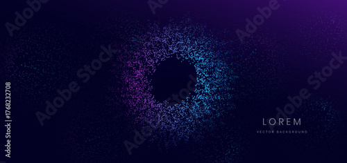 Technology particles blue and pink on dark background.