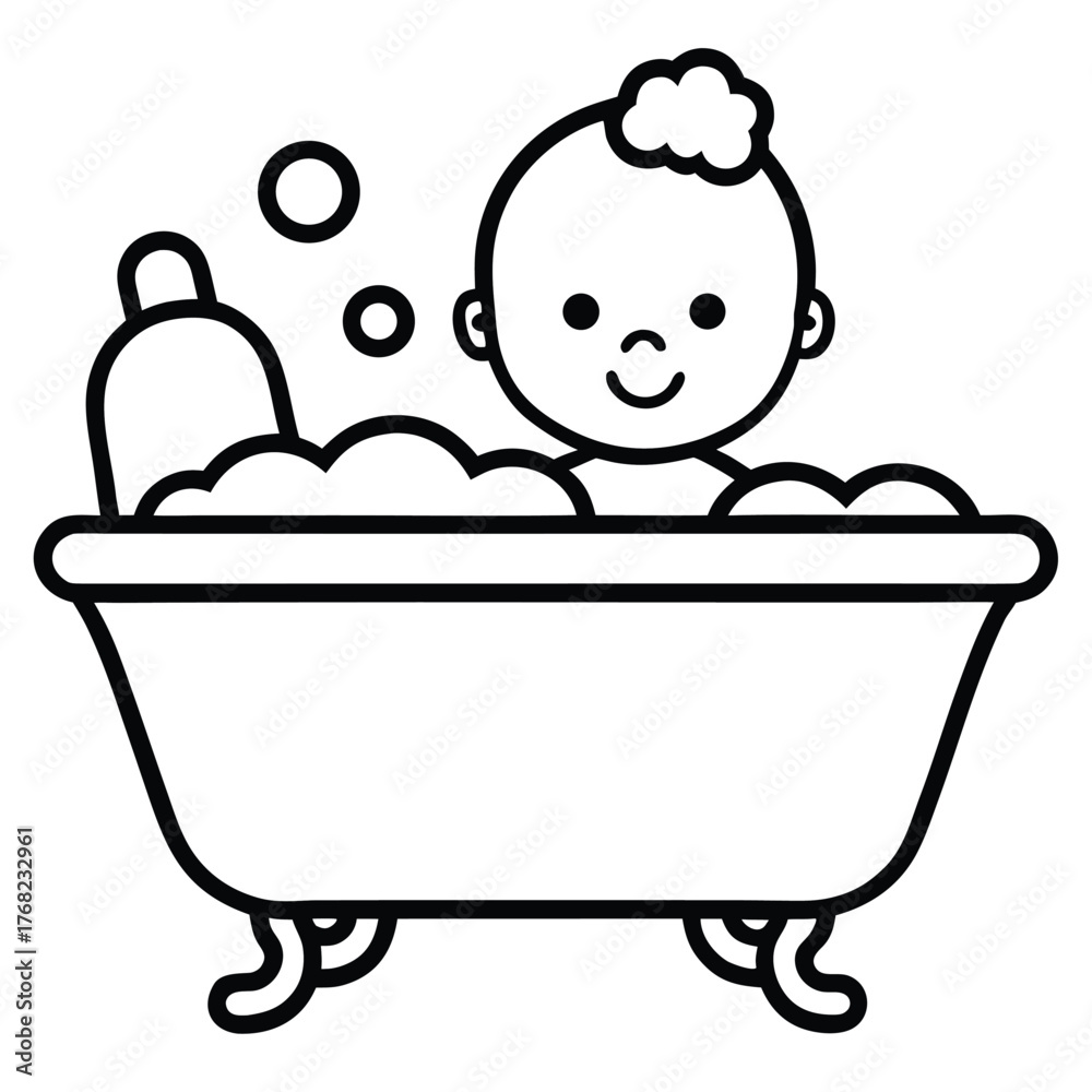 Naklejka premium baby-bath-time-icons-isolated-on-white-background-.eps