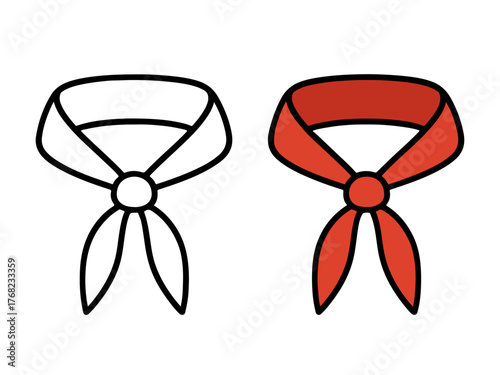 Simple scout neckerchief outline illustration for coloring. Great for kids’ scouting, adventure, or camping-themed coloring books and printable activities.