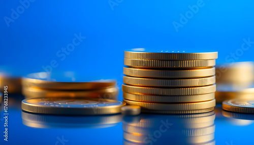 Golden stack of euro coins representing wealth and financial growth